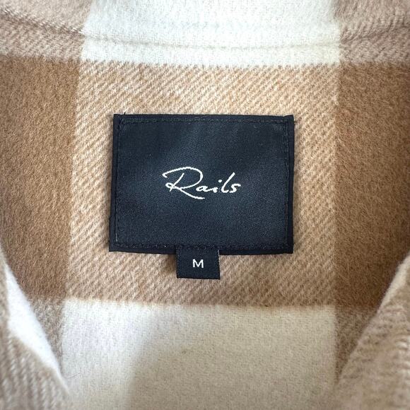 Rails Jaro Coat Oversized Wool Blend Ivory Camel Buffalo Check - Picture 9 of 11